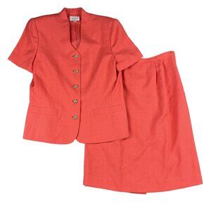Kasper for ASL Womens Coral Skirt Suit Career Blazer Sz 14